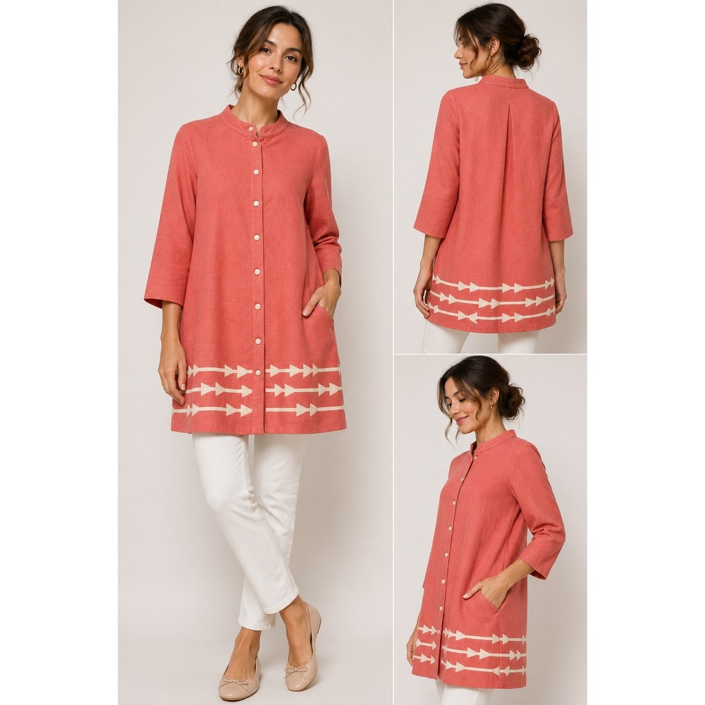 ANTHROPOLOGIE LAUREN MOFFATT Eastwood Dress Salmon Wool Pea Coat Snaps Small